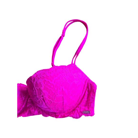Pink Victoria's Secret Date Push Up Bra 32C Womens Hot Pink Underwired - Picture 2 of 6